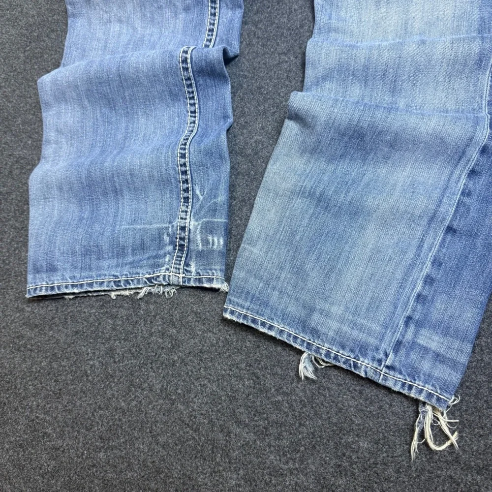 Baggy BKE Tyler Jeans Mens 31x31 Blue Distressed Boot Leg Contrast Stitch Denim